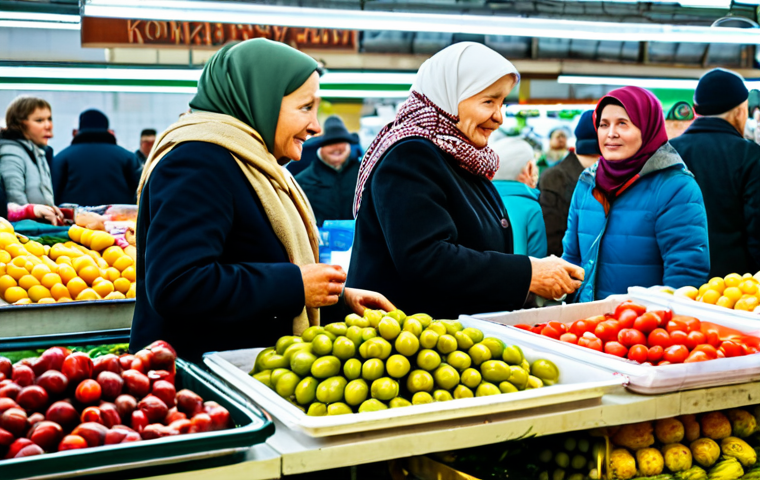 벨라루스에서 유명한 전통 시장 - Komarovsky Market Scene**

"A bustling scene inside Komarovsky Market in Minsk, Belarus. Vendors are...