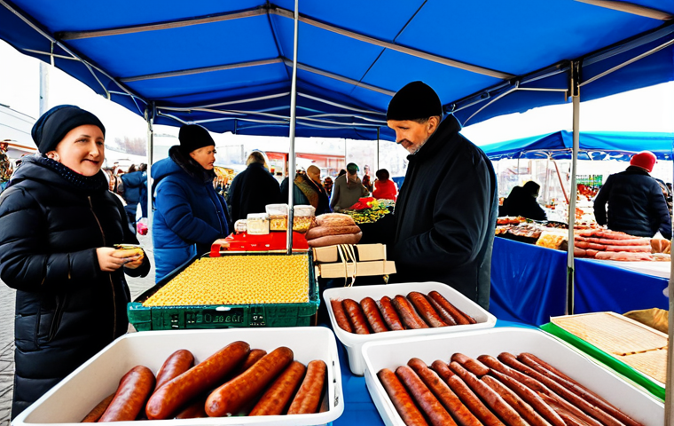 벨라루스에서 유명한 전통 시장 - Grodno Market with Historic Architecture**

"A market scene in Grodno, Belarus, set against a backdr...