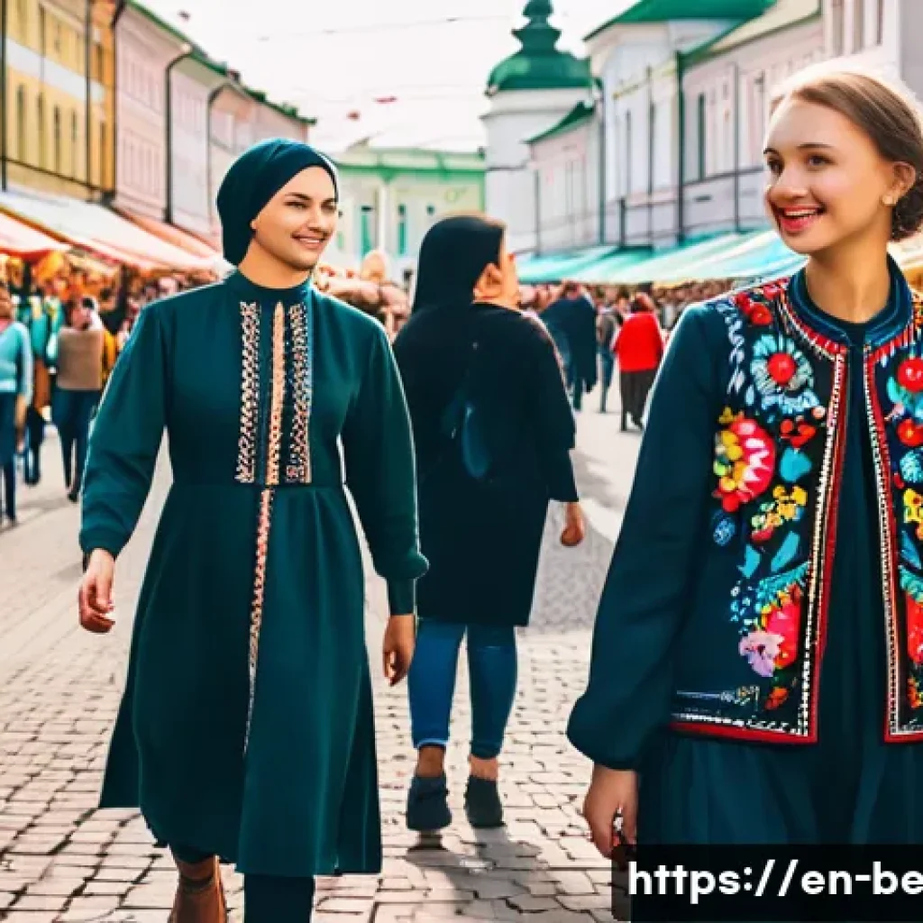 벨라루스에서 인스타그램 인기 해시태그 - A vibrant street scene in Minsk during a cultural festival, featuring young adults wearing stylish, ...