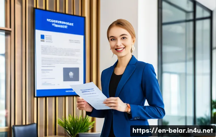벨라루스에서 외국인 체류 규정 - A professional office setting in Minsk, Belarus, showing a foreign business traveler in smart casual...
