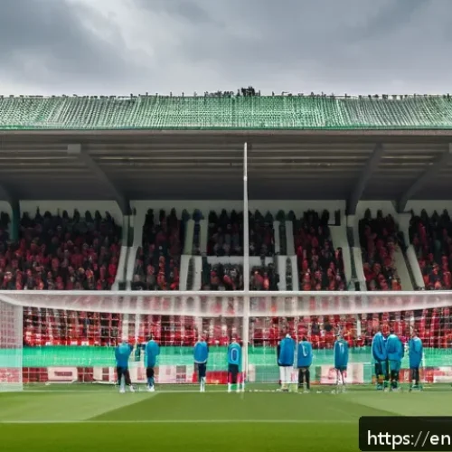 Home 31 벨라루스 축구 리그 소개 - A dynamic scene of a Belarusian football match in a modest stadium with passionate local fans waving...